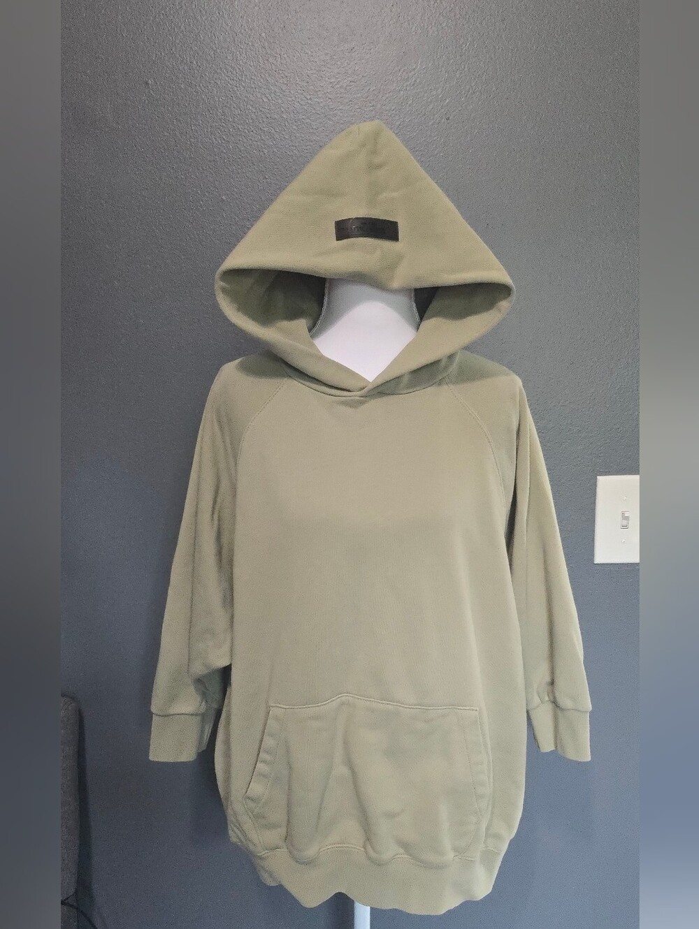 Essentials Sage Green Three-Quarter Sleeve '1977' Hoodie - Picture 5 of 11